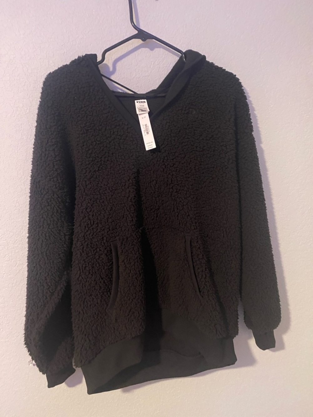 Pink Cozy Black Sherpa Hoodie